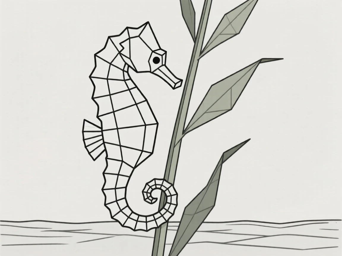 A seahorse clinging to a strand of seagrass