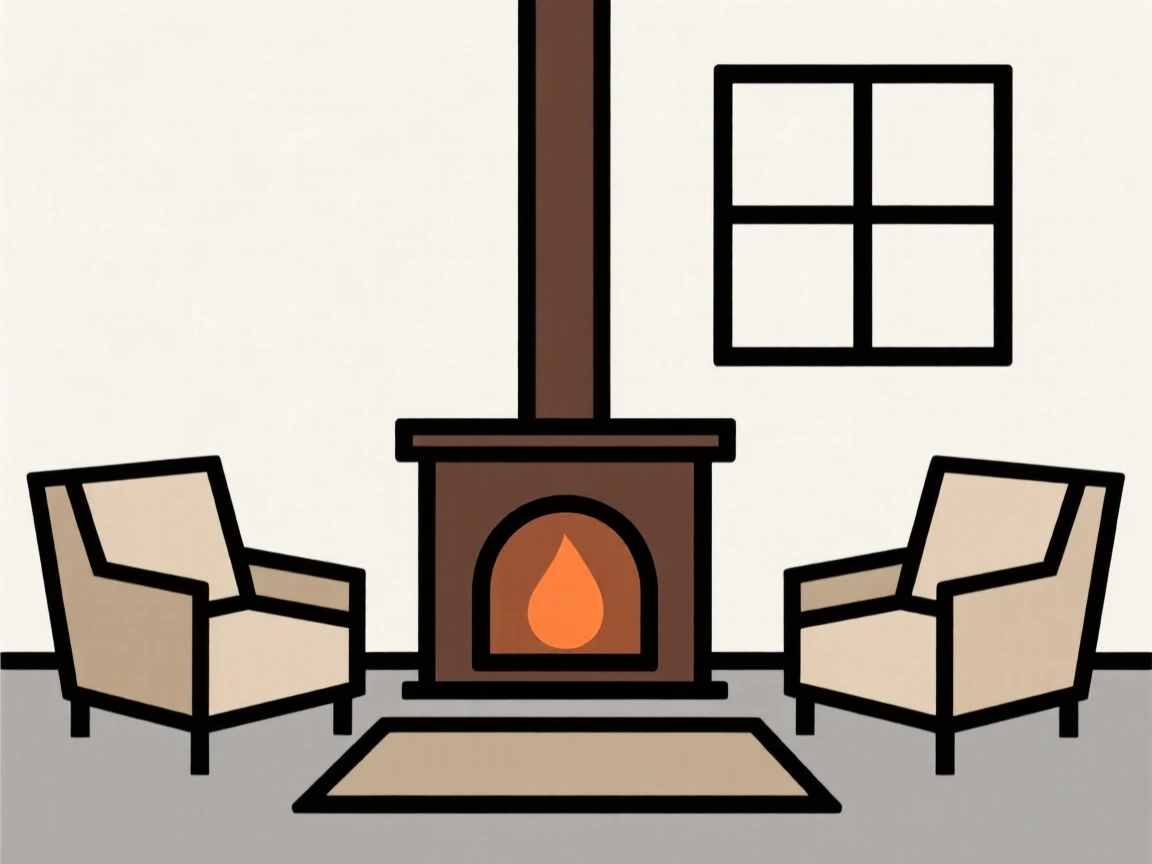 A cozy den with a wood-burning stove