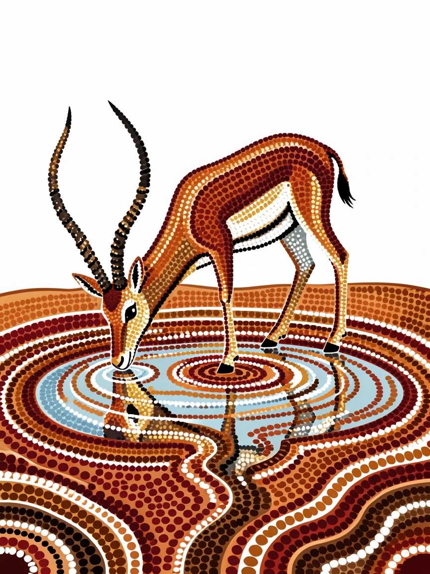 A springbok drinking from a quiet watering hole