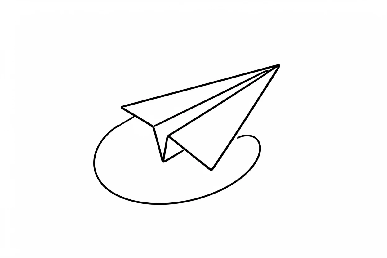A single paper airplane mid-flight against an open sky, representing imagination