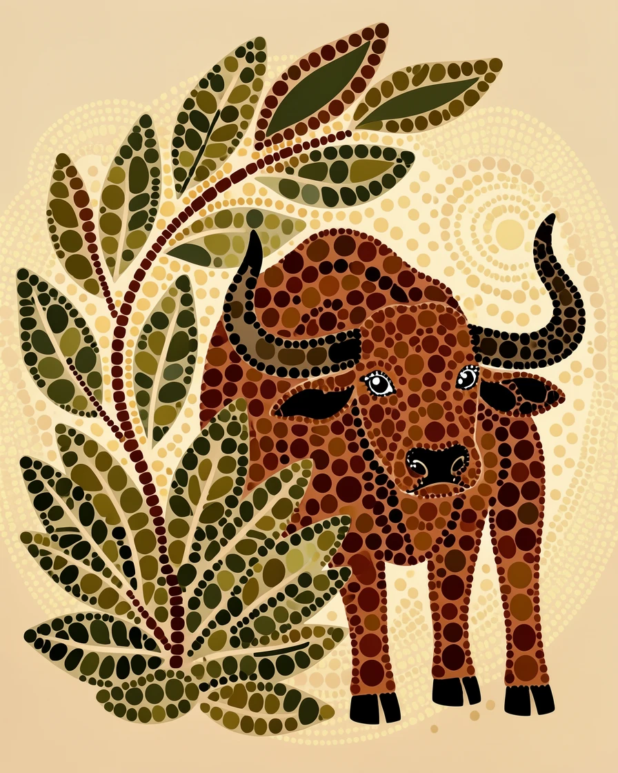 A curious water buffalo peeking from behind a bush