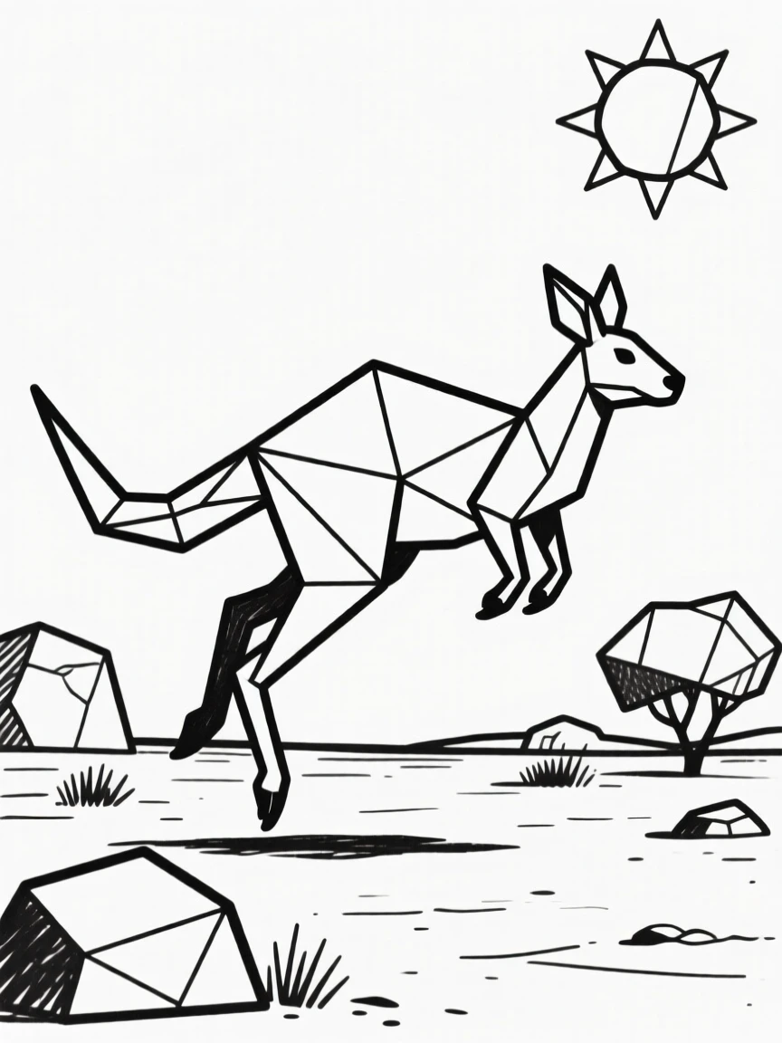 A kangaroo mid-hop across the outback