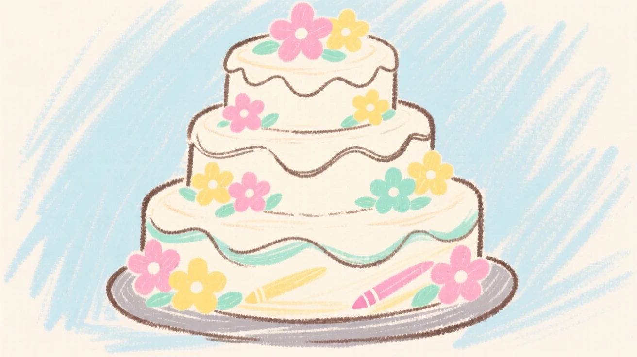 A tiered wedding cake decorated with delicate sugar flowers.
