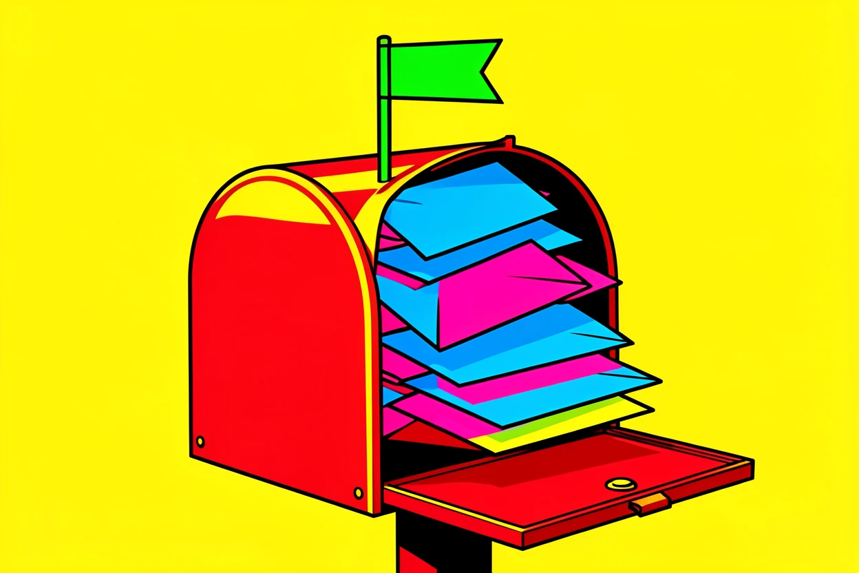 Classic mailbox overflowing with letters