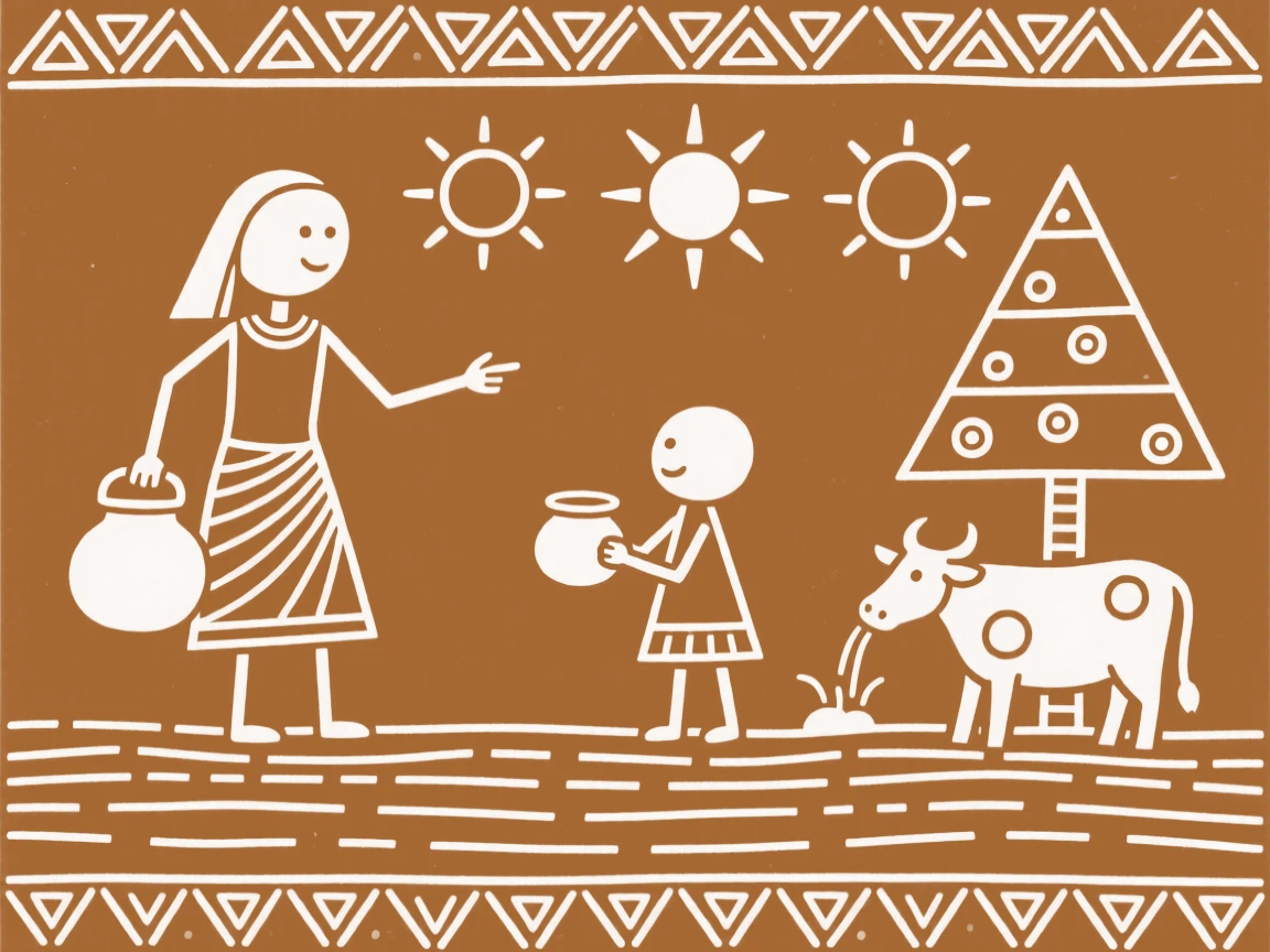 A milkmaid teaching a young apprentice the family trade.