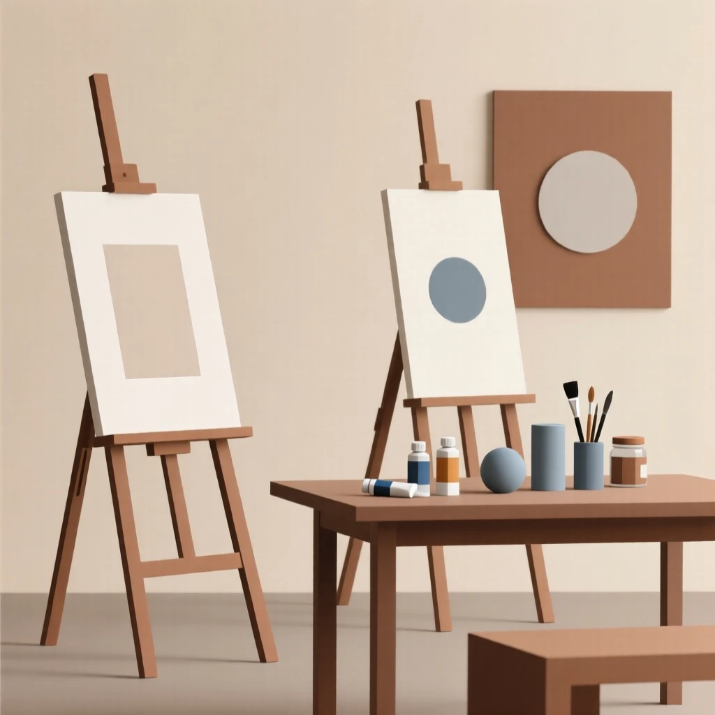 A home art studio with easels and supplies