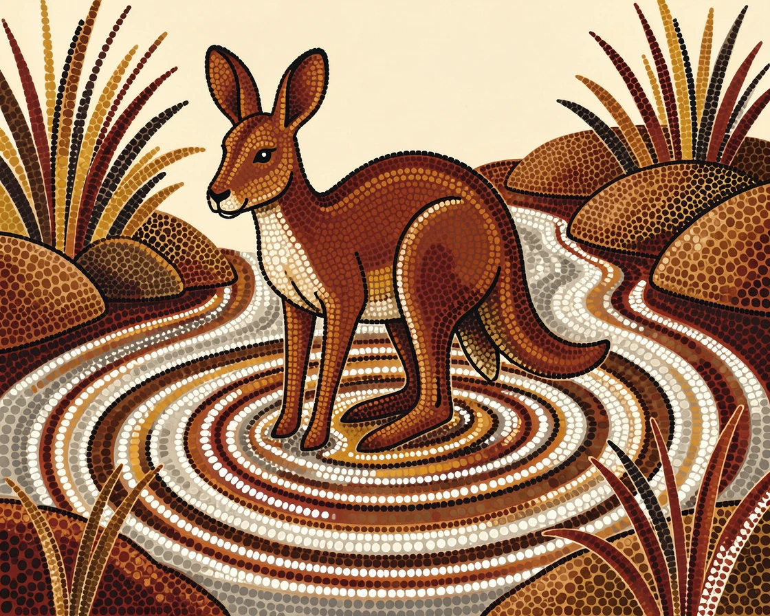 A wallaby bathing in a shallow river