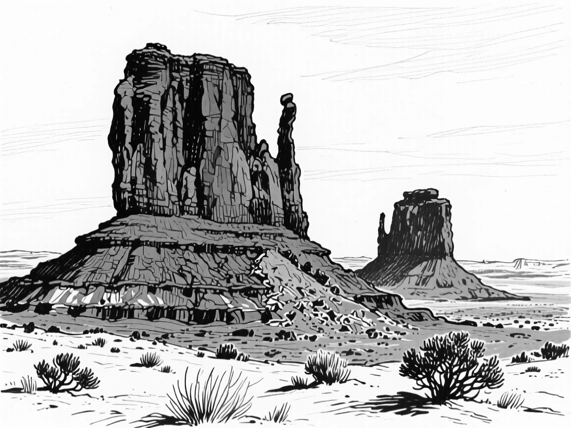 The towering red rock formations of the American Southwest under a wide desert sky.