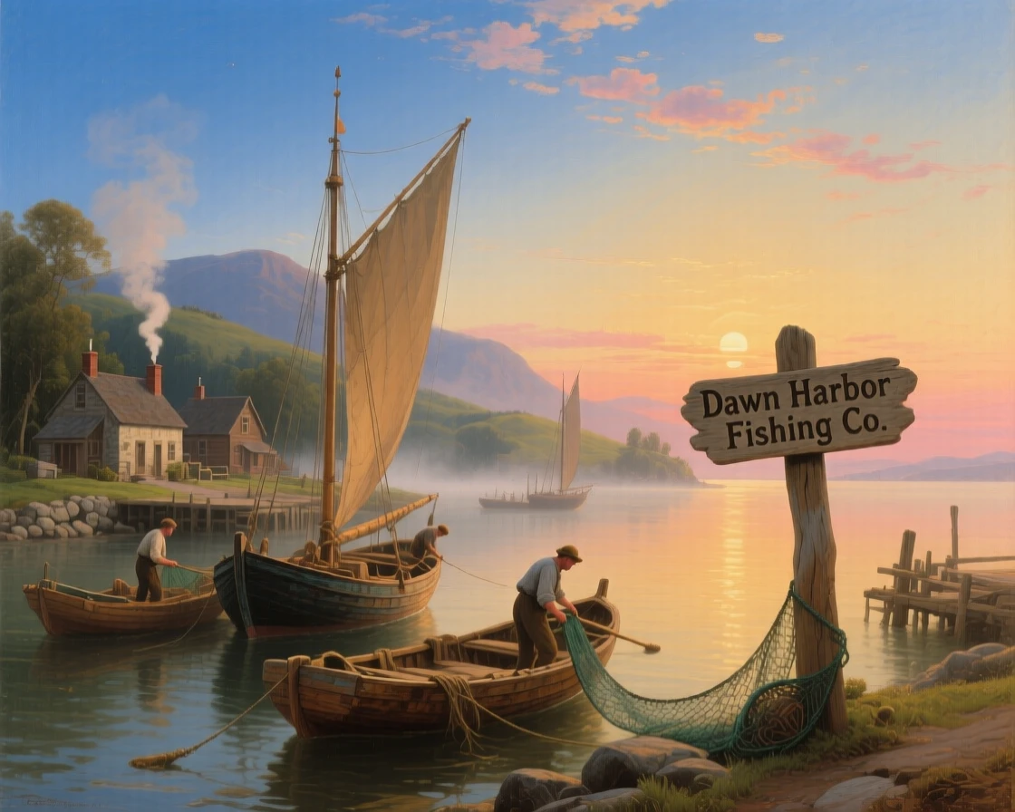 A fishing village comes alive at dawn as boats prepare to set out.