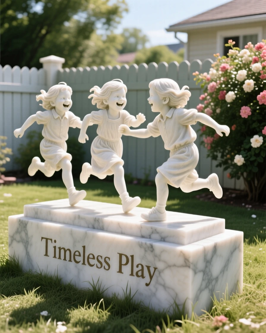 A heartwarming depiction of children playing tag in a sunny backyard, full of laughter and genuine connection