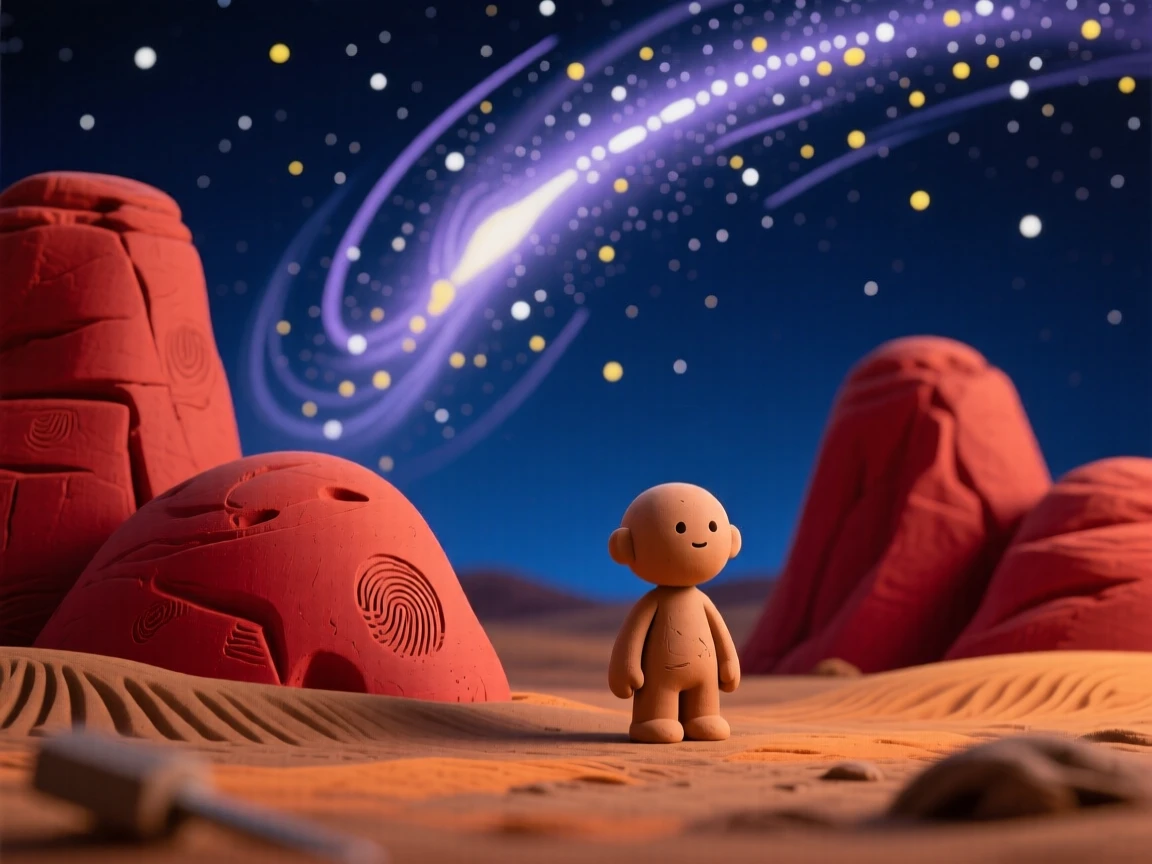 A quiet desert night with the Milky Way arching over red rock formations