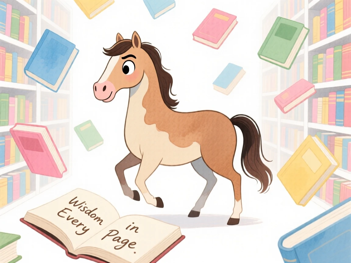 A centaur guardian wandering through a library of floating books