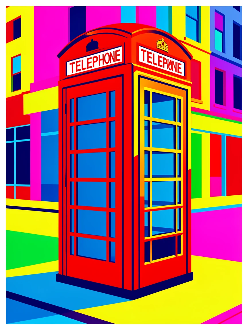 Retro telephone booth on a city corner
