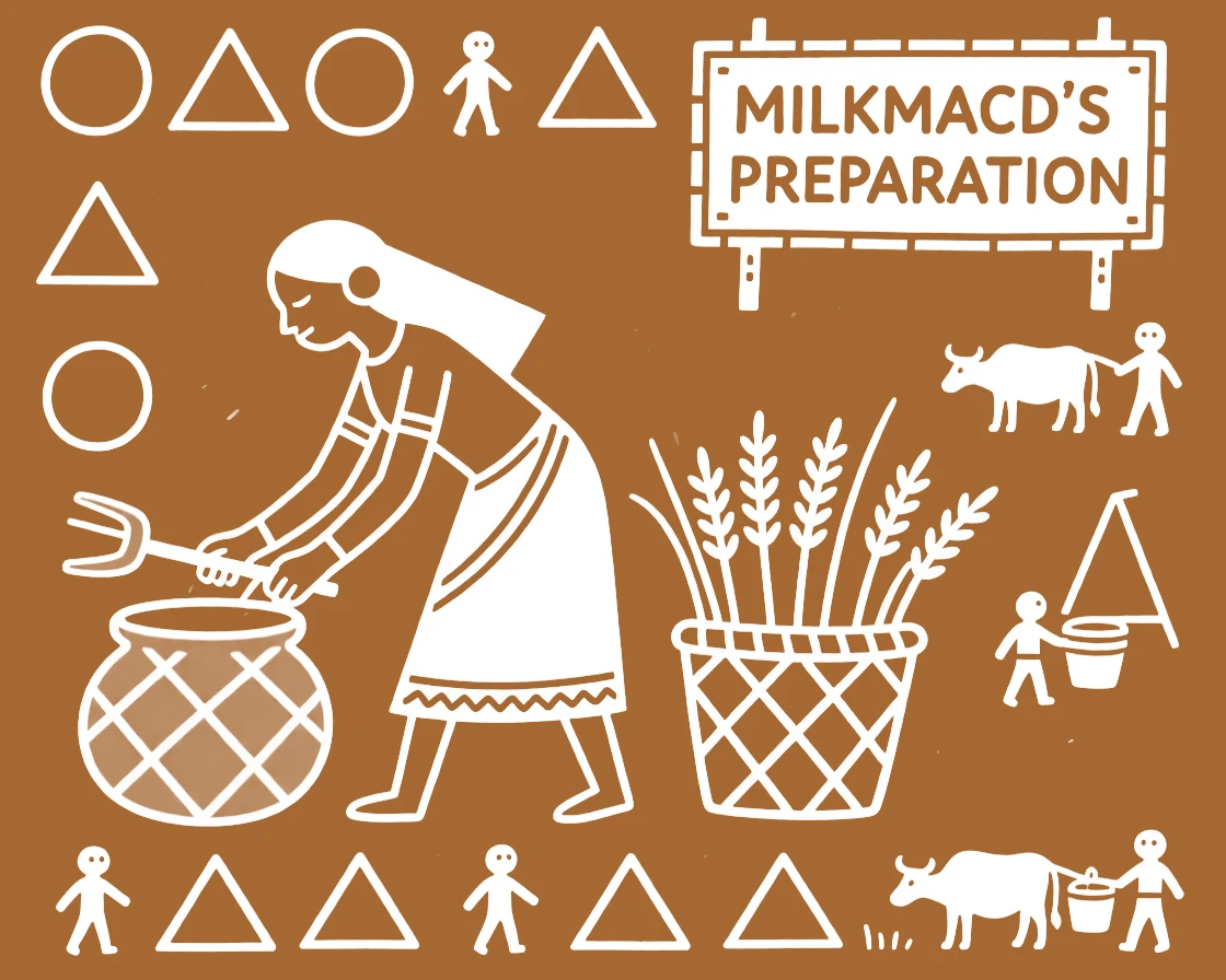 A milkmaid preparing materials for the next day's work.