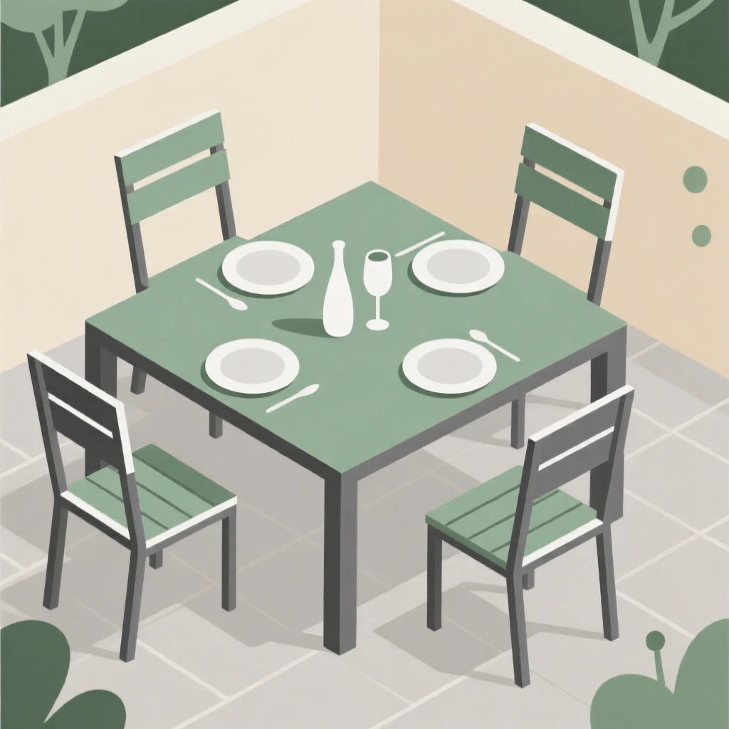 A garden patio set for an outdoor dinner