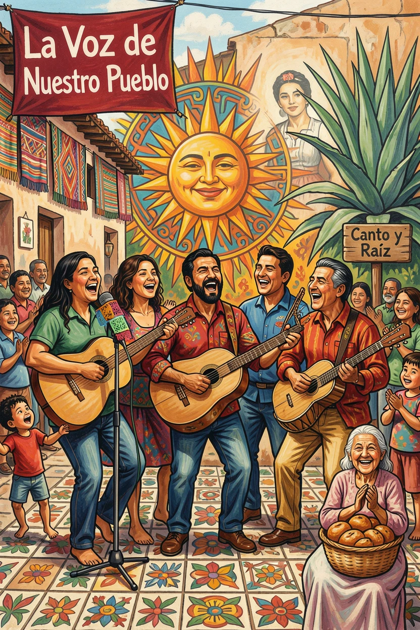 A group of singers performing a traditional folk song