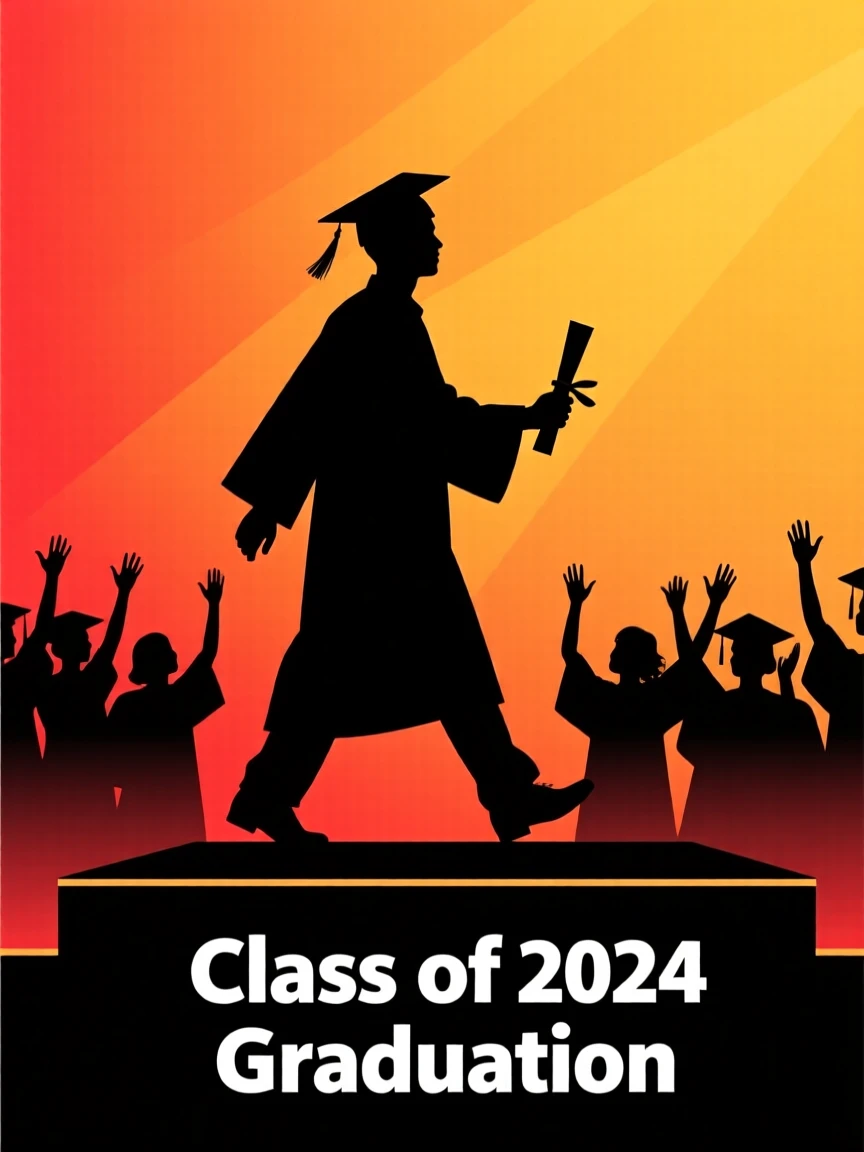 A student walking across a stage to receive a diploma as the crowd applauds.
