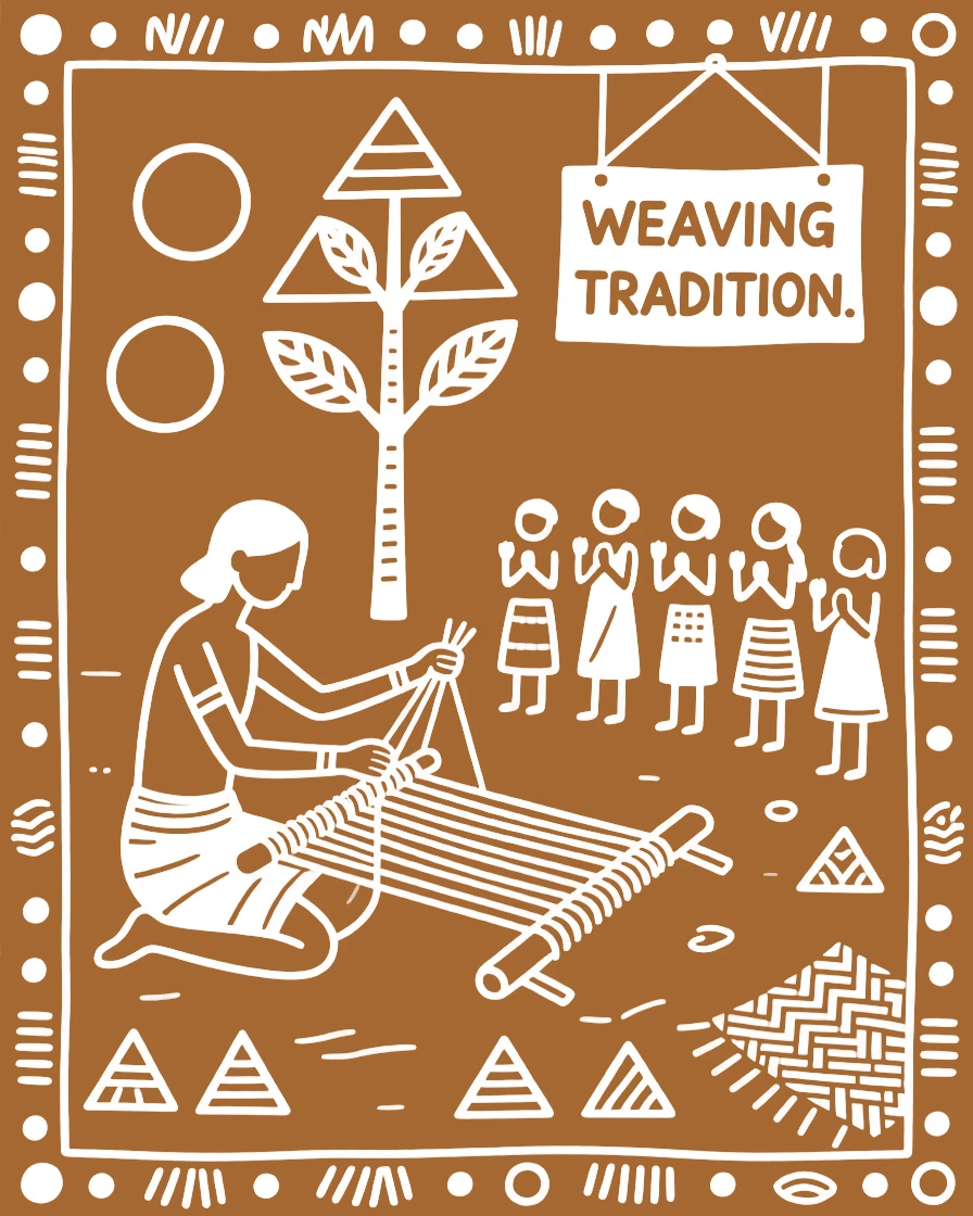 A weaver demonstrating a skill passed down for generations.