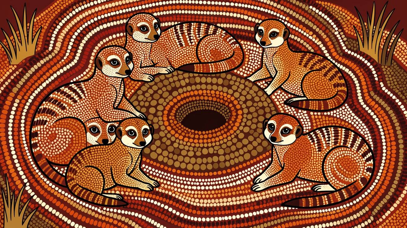 A pack of meerkats resting near their den