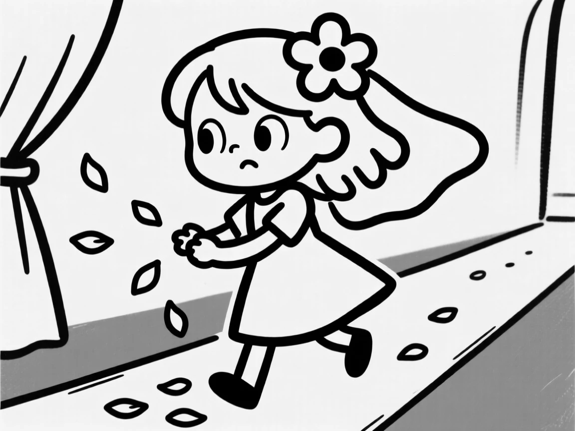 A flower girl scattering petals down the aisle with focused determination.