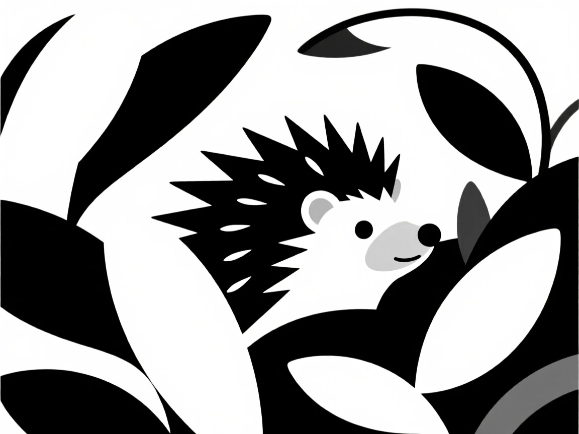 A hedgehog peering out from behind a bush.