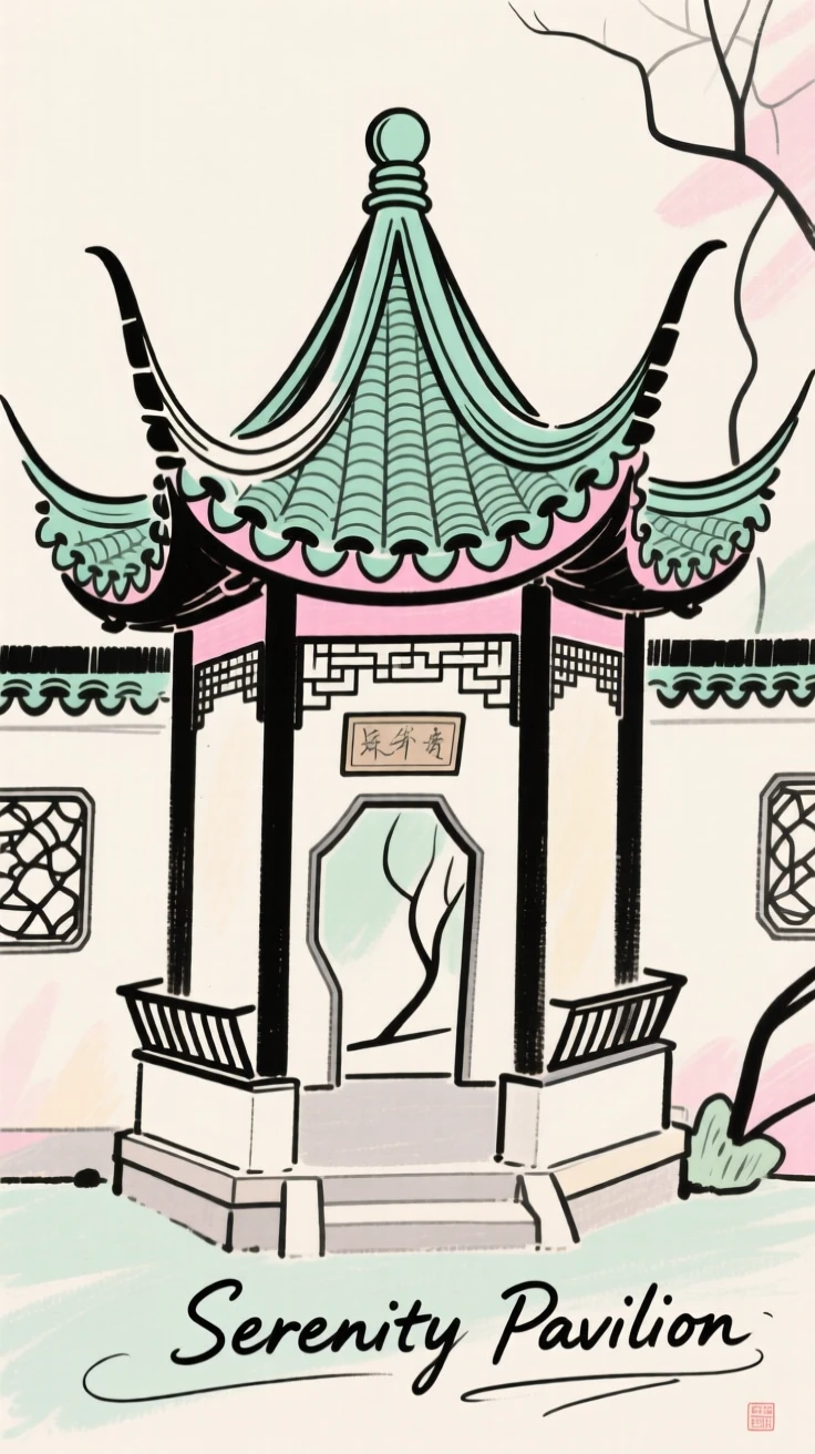 A traditional Chinese garden pavilion
