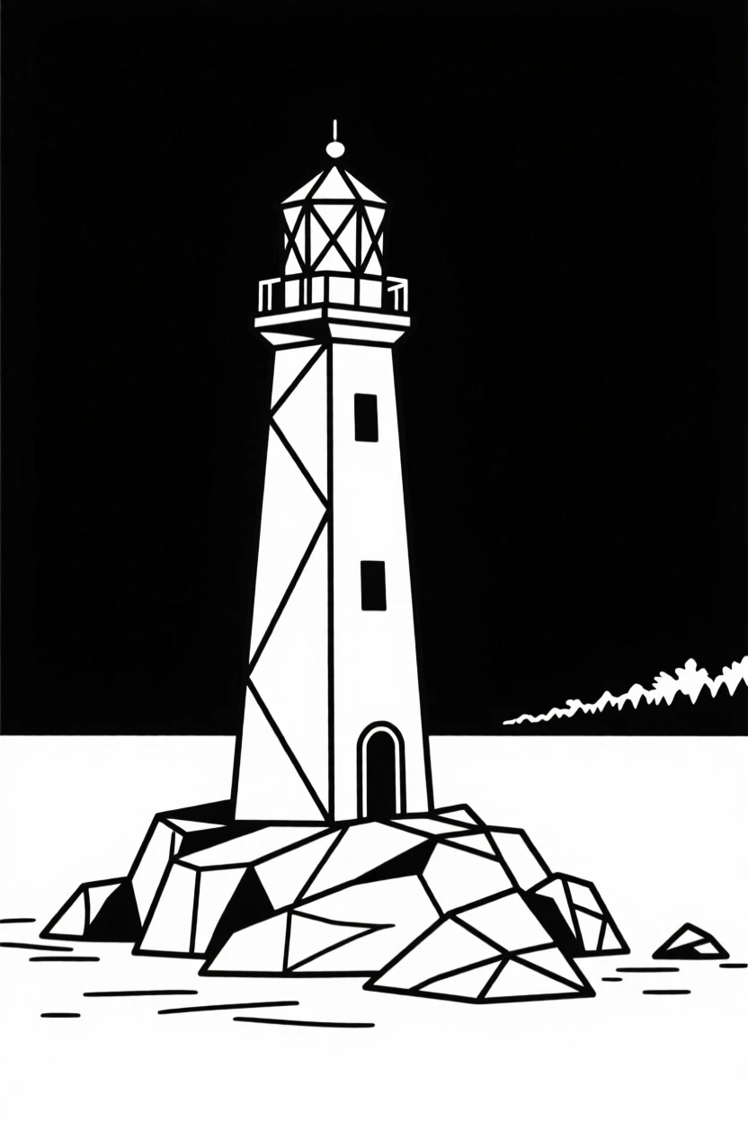 A remote lighthouse on a rocky windswept island