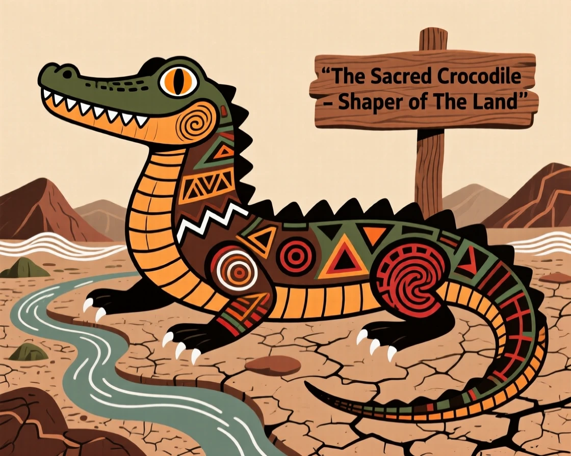 A sacred crocodile spirit said to have shaped the land in ancient times.