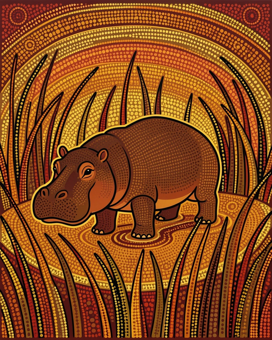A hippopotamus stalking silently through tall grass