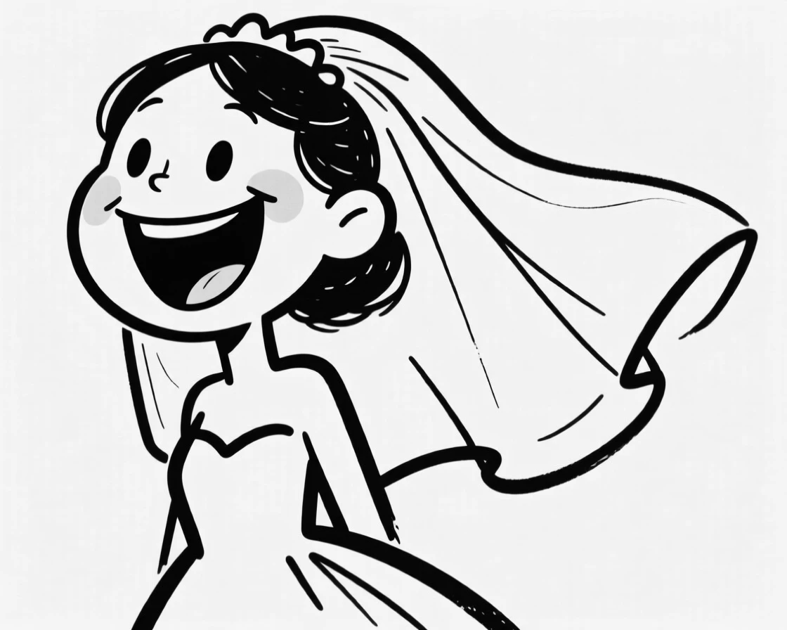 A bride laughing as her veil blows dramatically in the wind during outdoor photos.