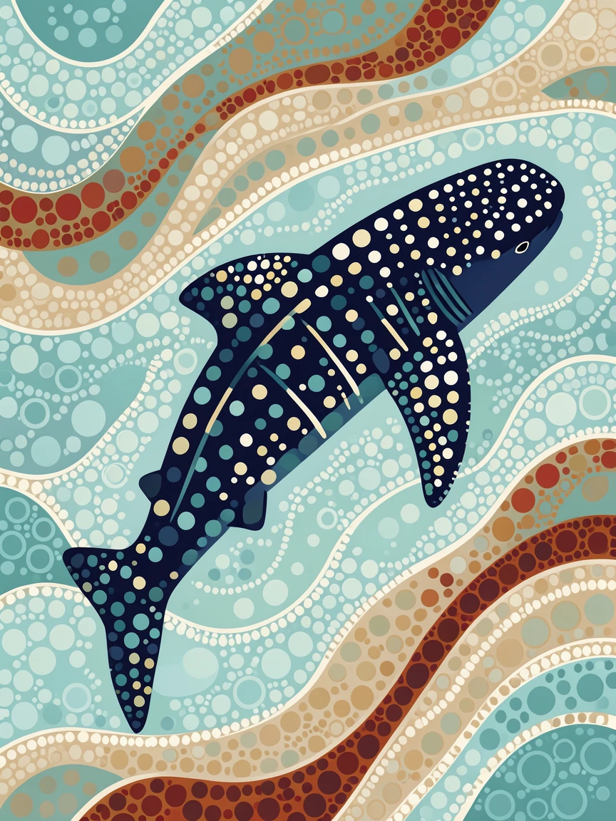 A whale shark drifting through crystal clear water