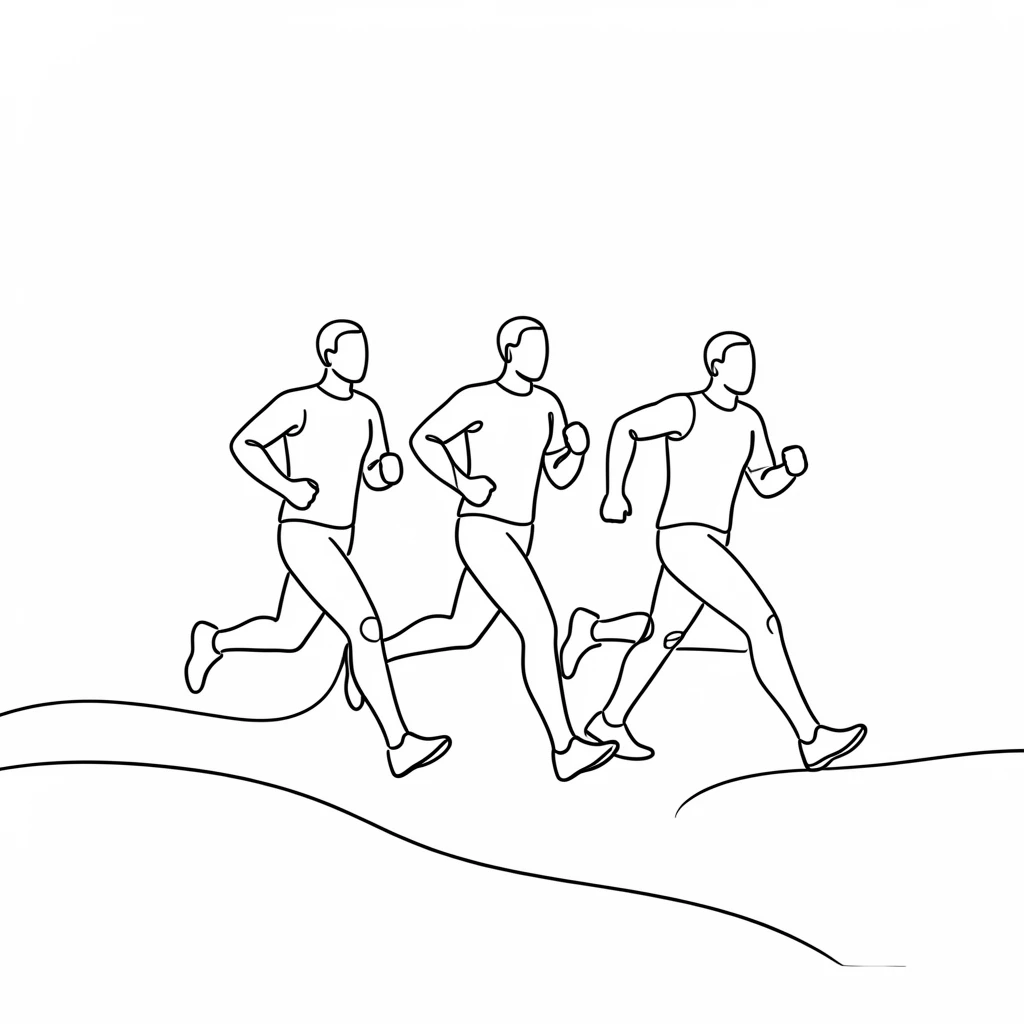 A group of runners pacing together through an early morning park
