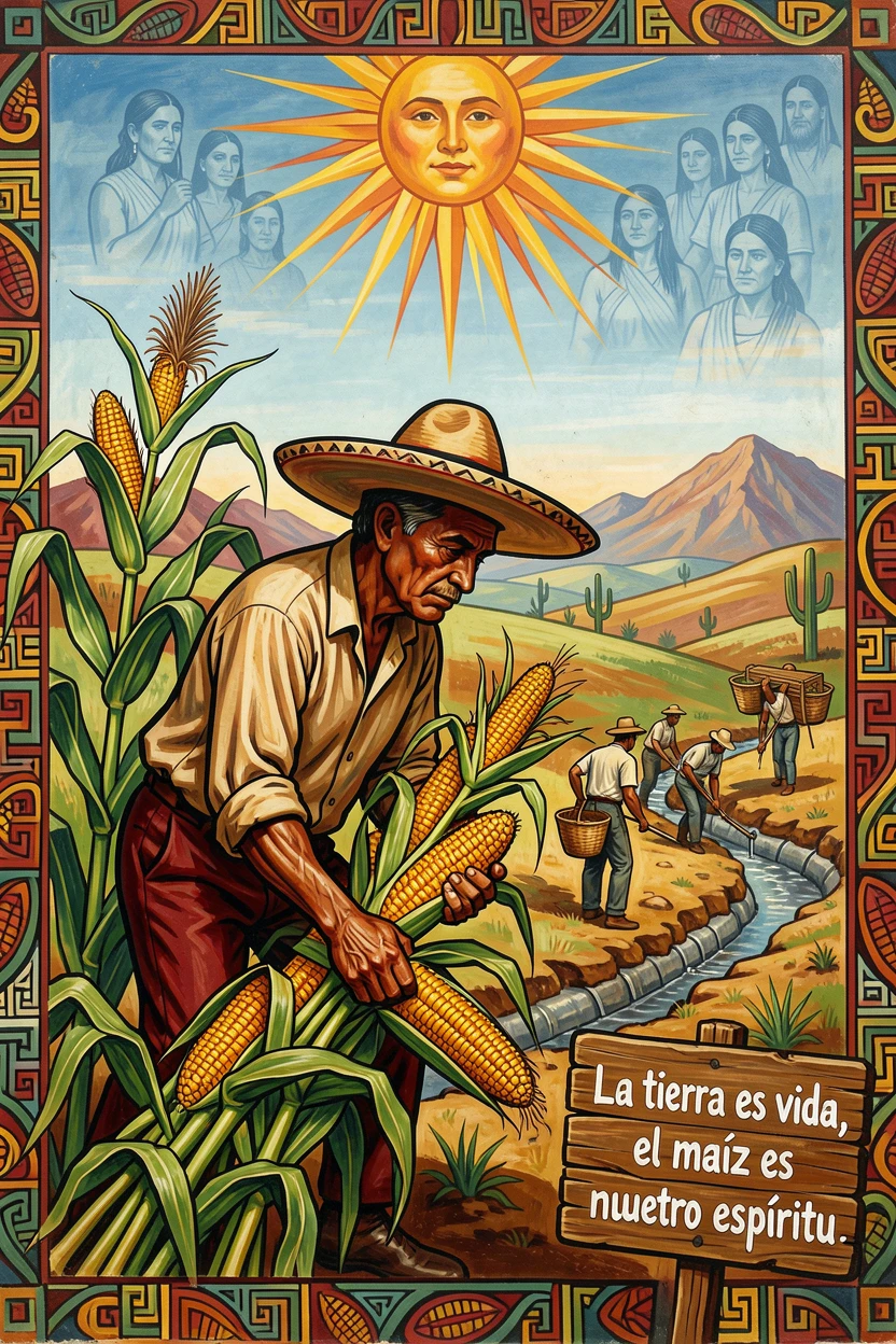 A farmer harvesting corn beneath a wide open sky