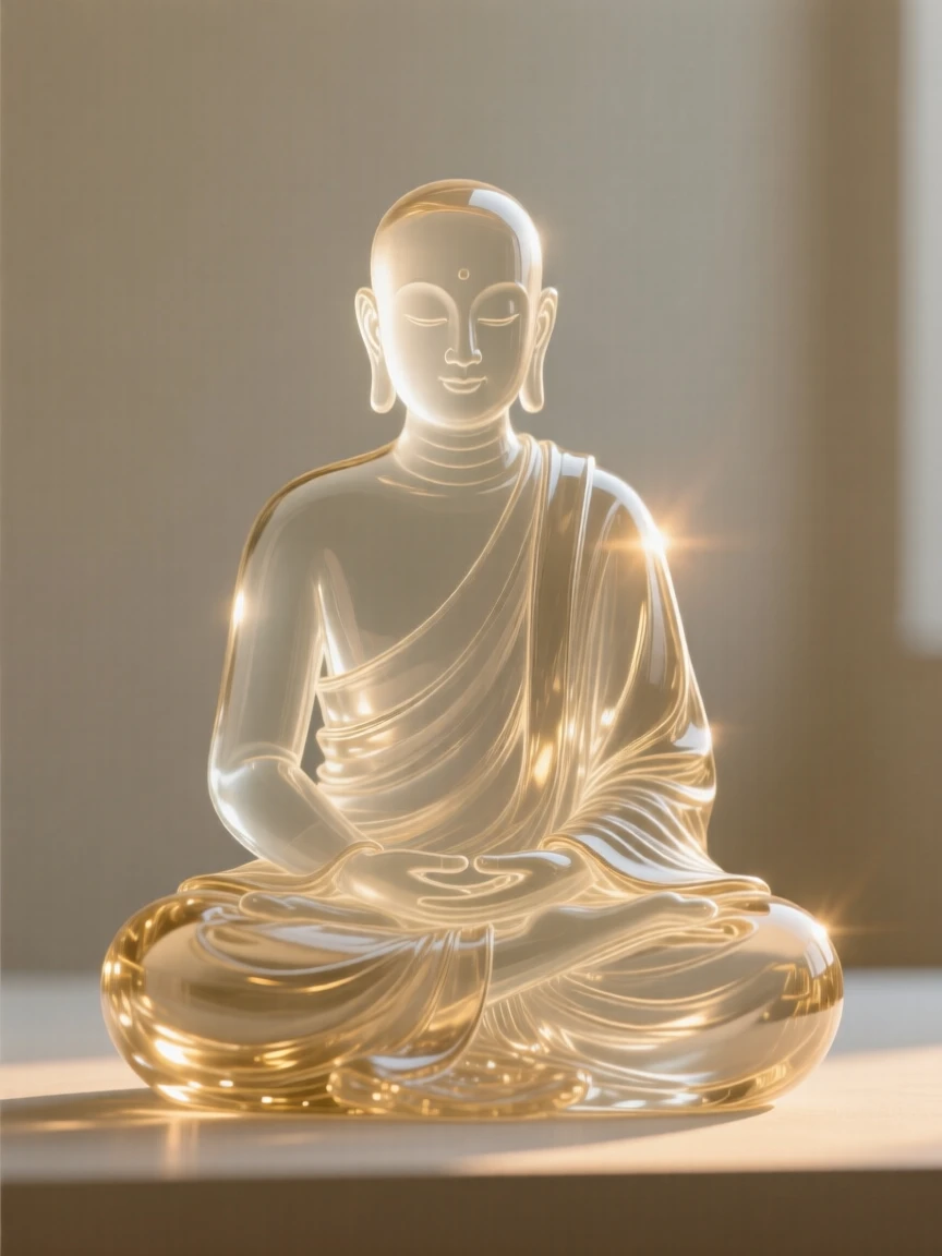 A monk in quiet meditation at sunrise captured in a candid, unposed moment, golden hour light wrapping around the figure, feeling authentic and moving.