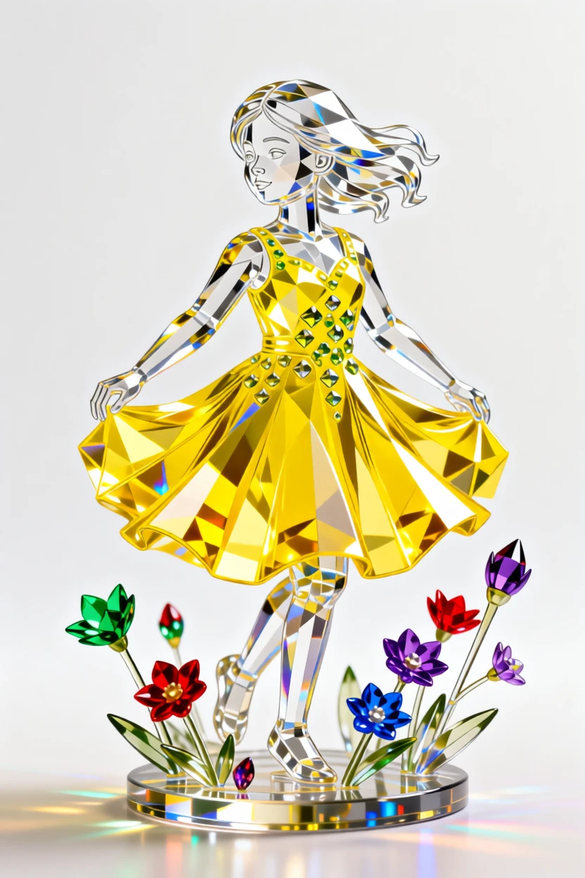 A little girl twirling in a bright yellow dress through a field of wildflowers.