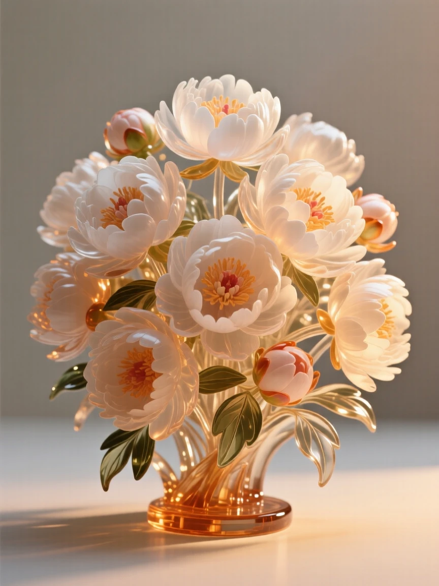 A cluster of peonies heavy with their own blooms as golden hour light spills across the field