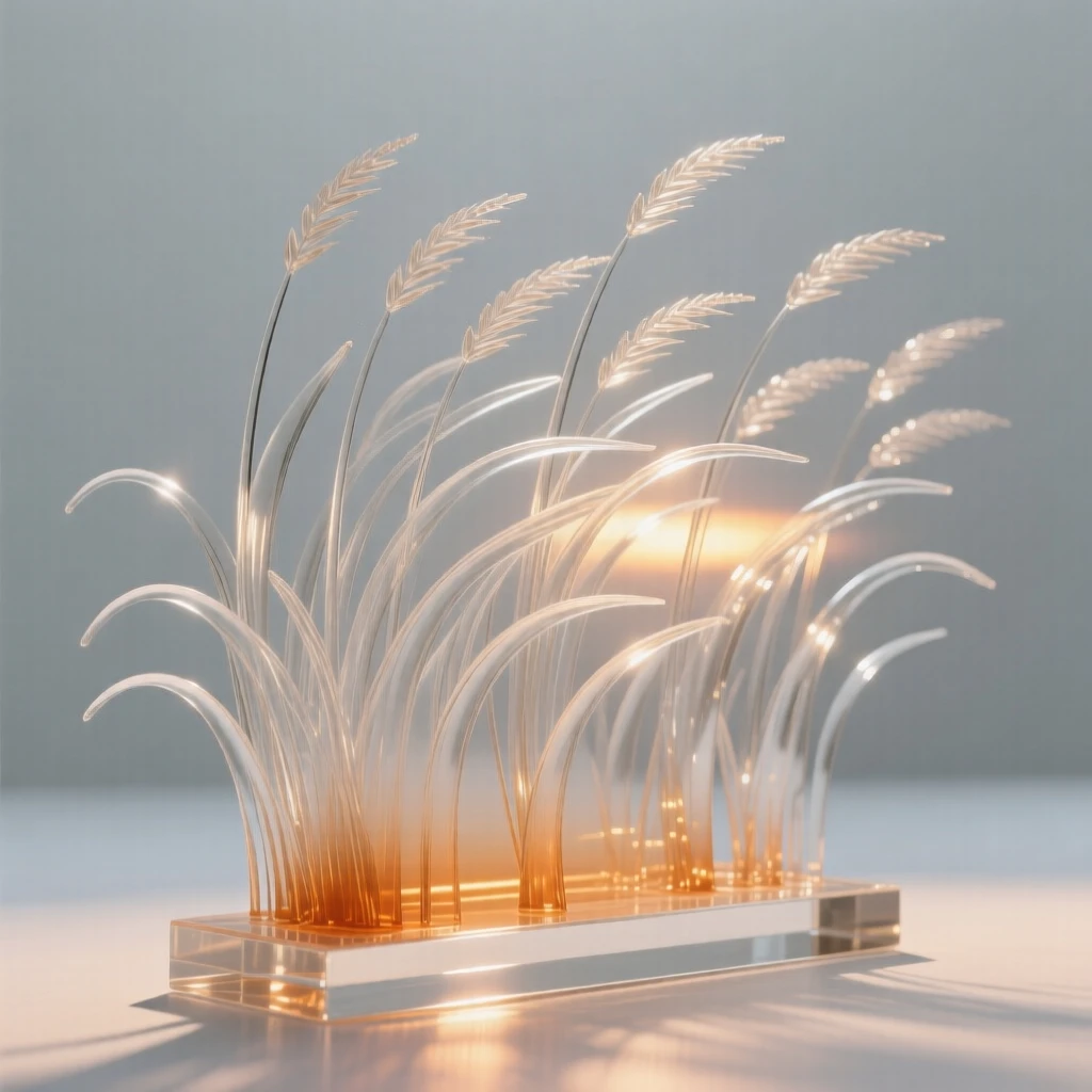As the sun rises slowly over the distant horizon, a field of tall grass rippling like waves in the wind