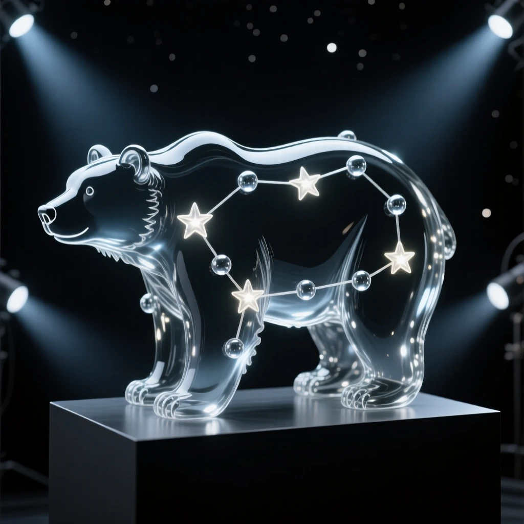 A constellation forming the outline of a great mythical bear while stars flicker gently against the endless dark
