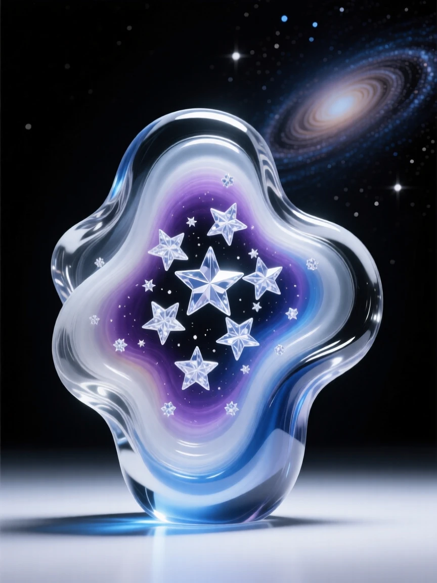 A cluster of stars being born within a swirling nebula while distant galaxies spiral slowly in the background