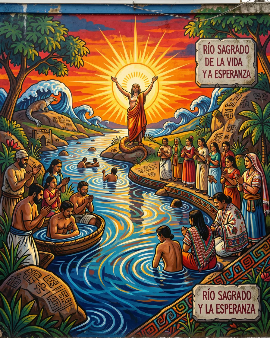 A sacred river where pilgrims gather to bathe at dawn