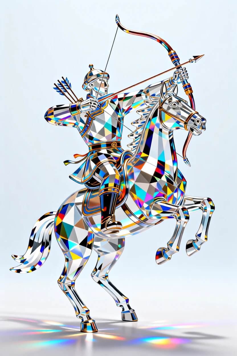 A traditional Mongolian horseback archer captured mid-shot on the open steppe.