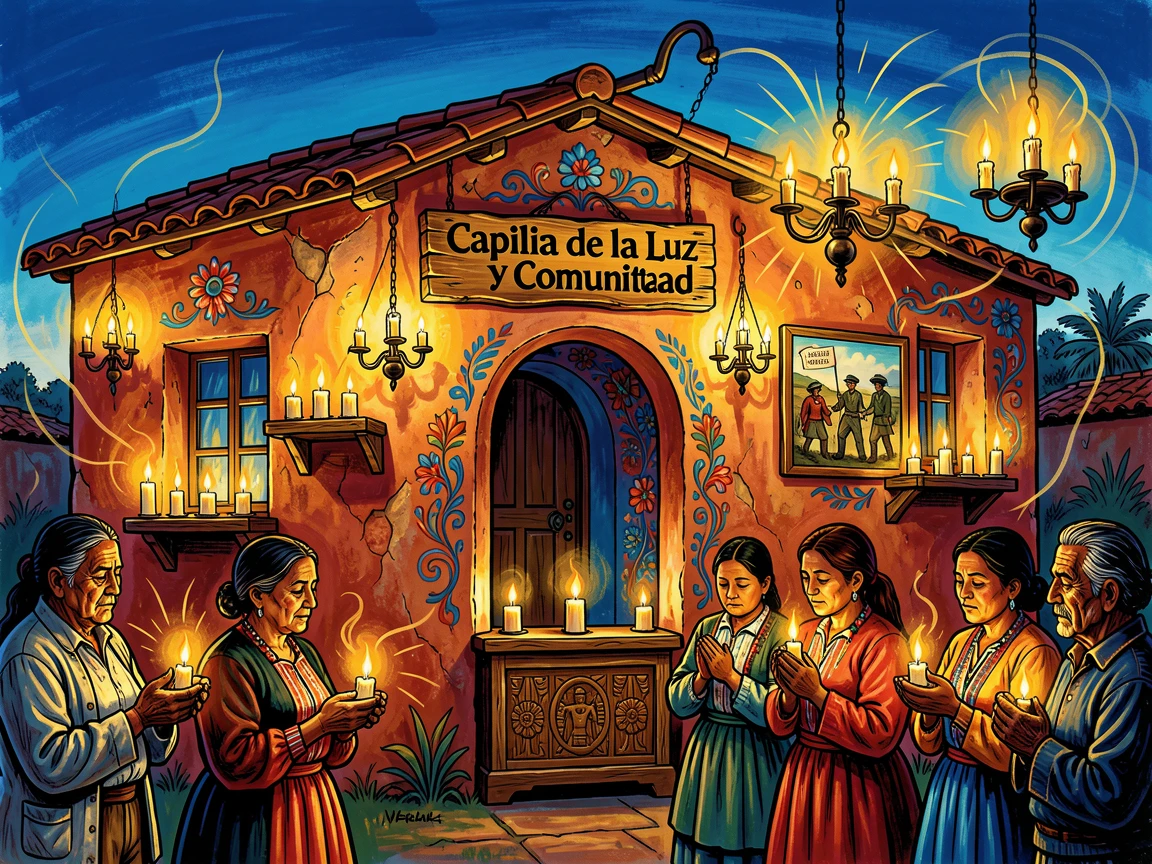 A quiet chapel illuminated by candlelight