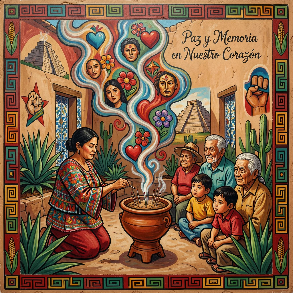 A quiet courtyard filled with the scent of burning incense