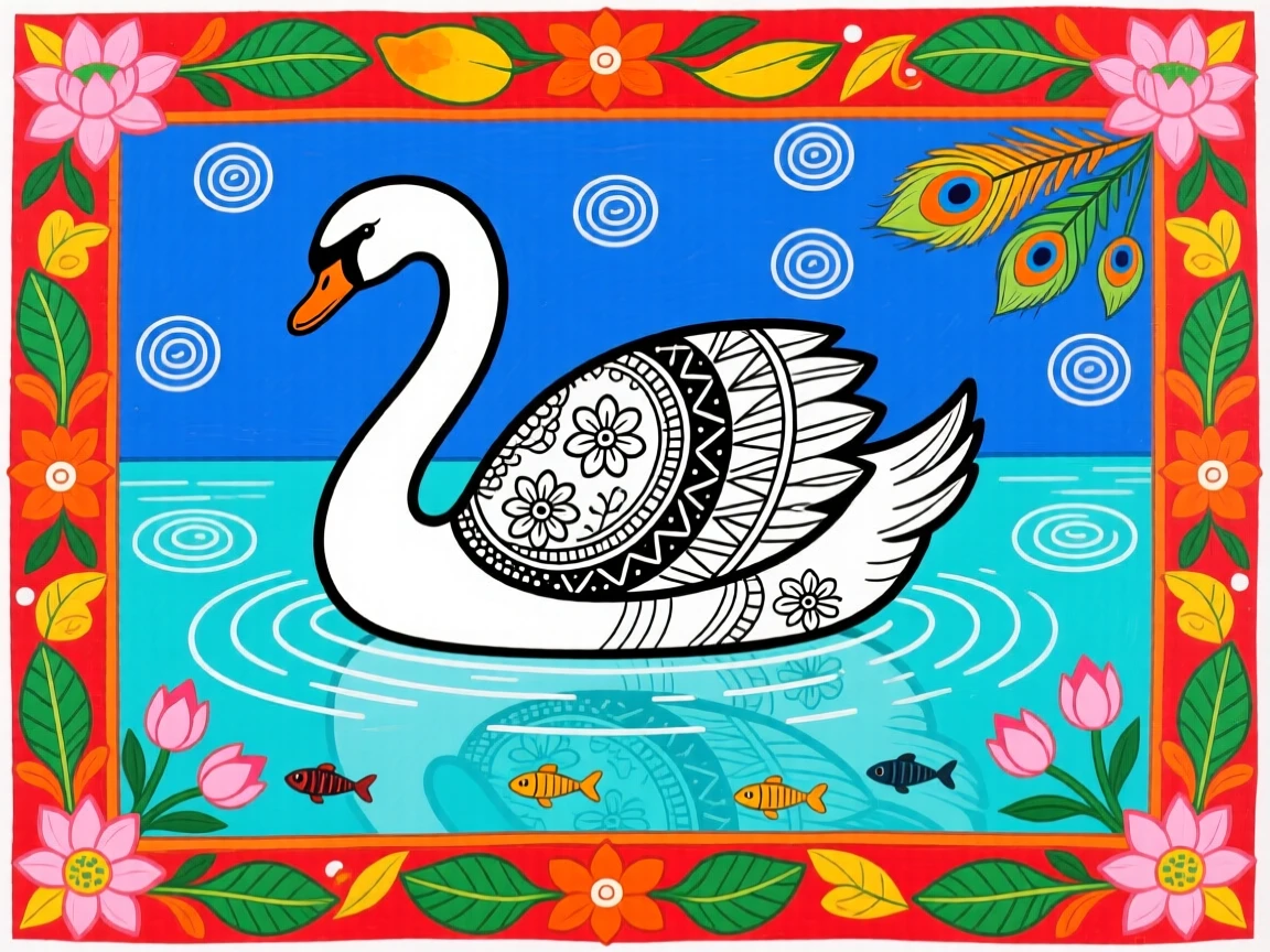 A snow-white swan gliding gracefully across a still glassy lake.