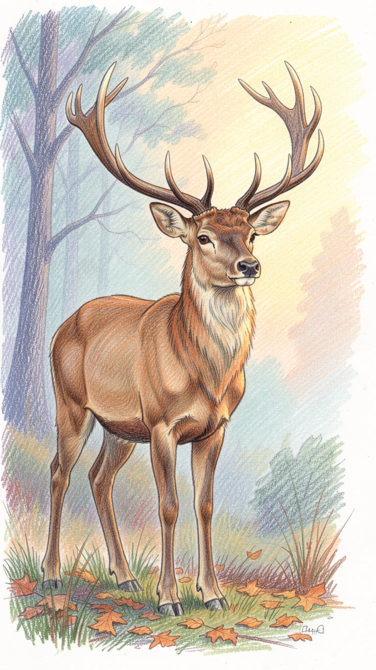 A majestic stag standing at the edge of a misty forest clearing, bathed in the warm glow of golden-hour light, capturing a quiet story that lingers with the viewer.