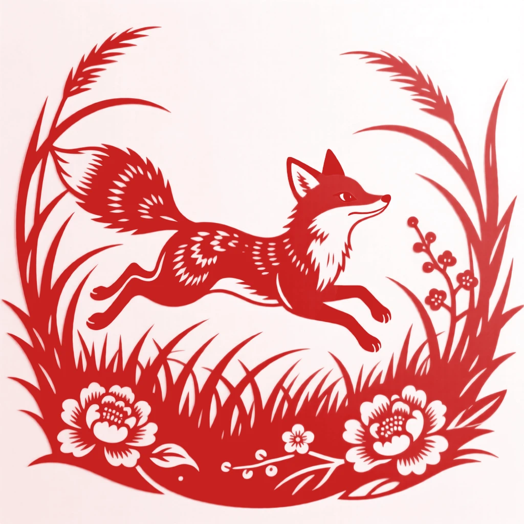A young fox, leaping through a field of tall grass, bathed in the golden light of late afternoon.