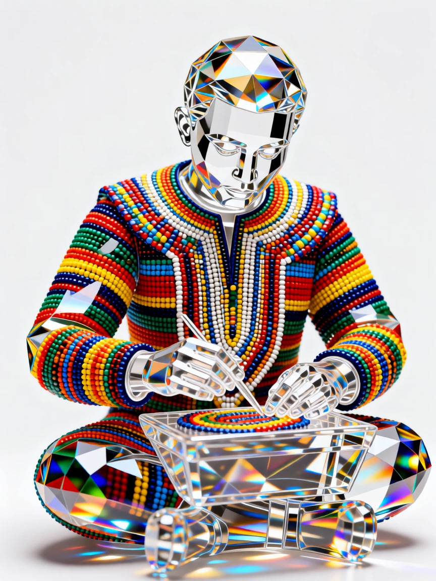A traditional Zulu beadwork artisan crafting intricate colorful patterns.
