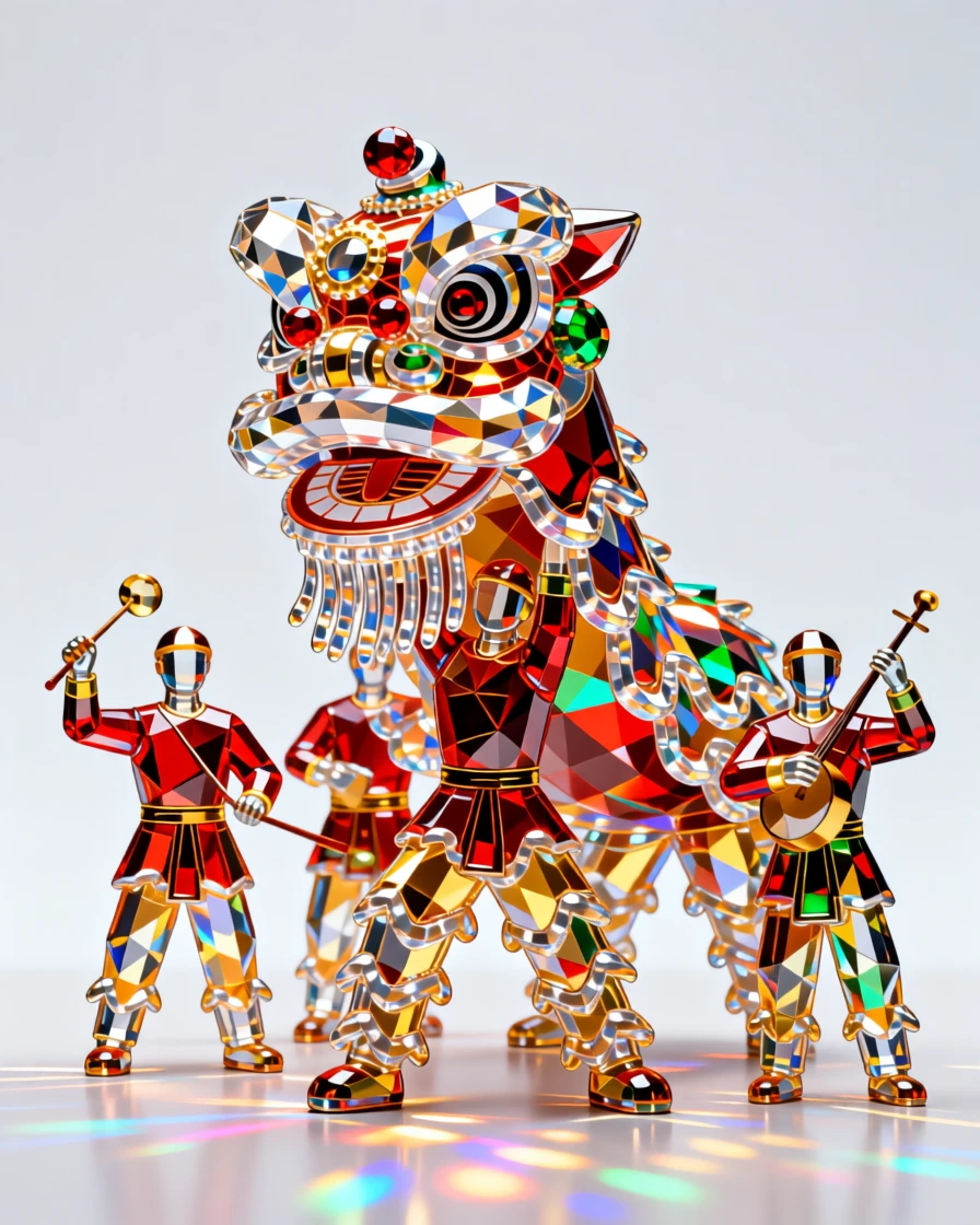 A traditional Chinese lion dance troupe performing during Lunar New Year celebrations.