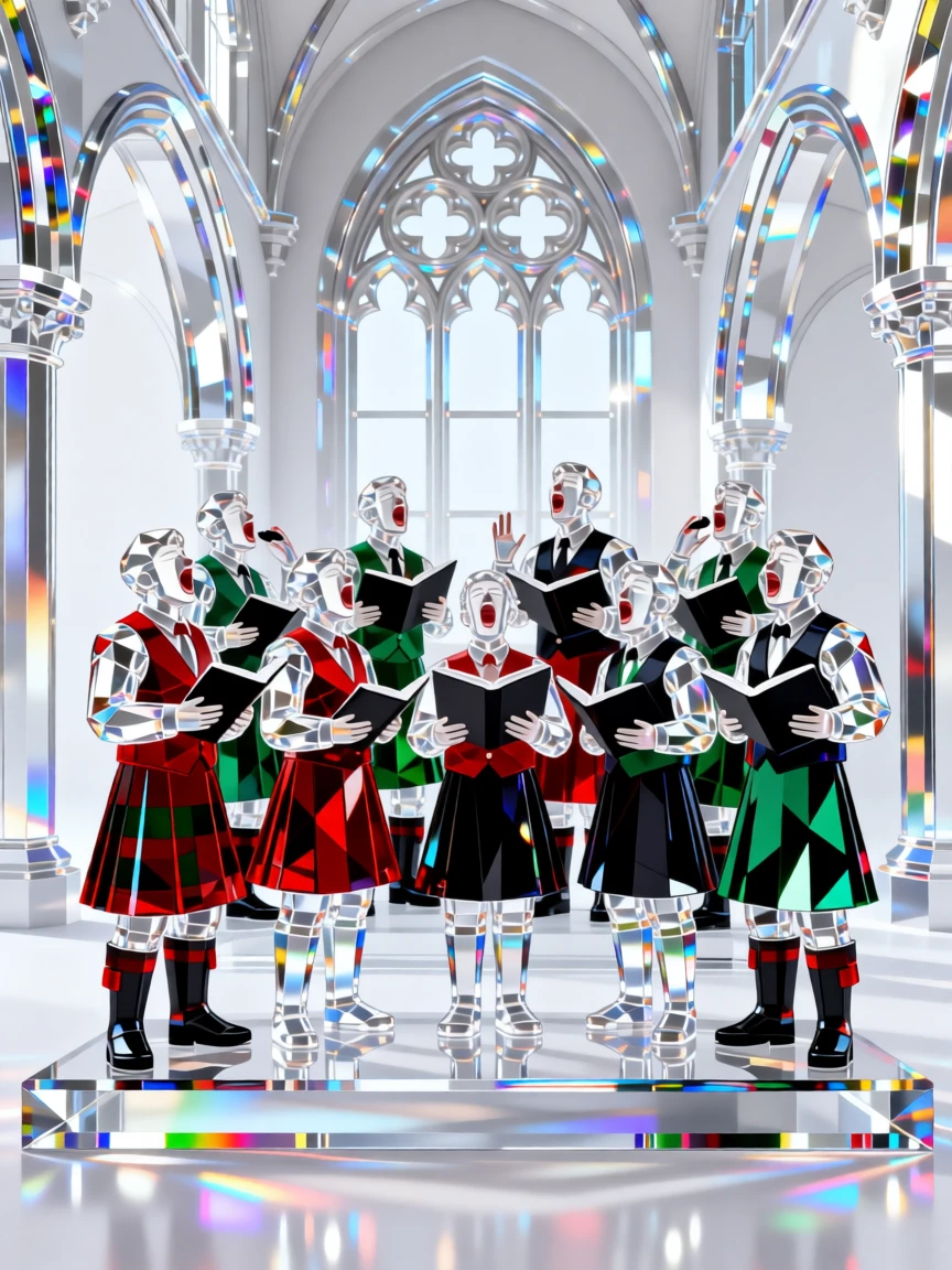 A traditional Welsh male voice choir performing passionately in a historic chapel.