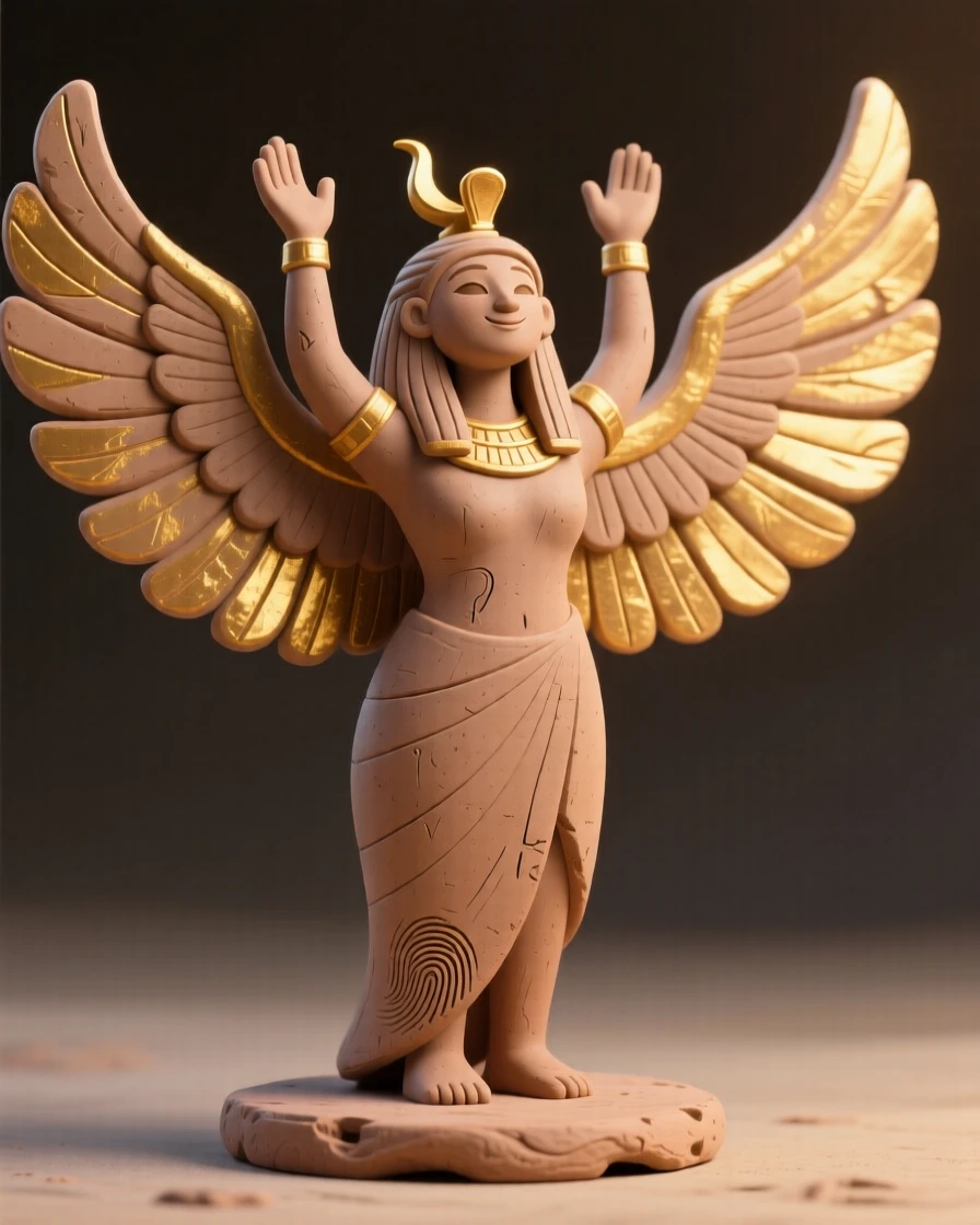 Isis spreading protective wings of golden light